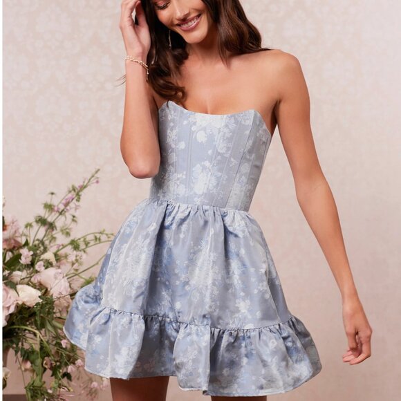 v. chapman ginny strapless corset lace mini dress The Ginny Dress in Black Windsor Brocade